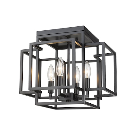 Z-Lite Titania 4 Light Flush Mount, Matte Black 454F-MB